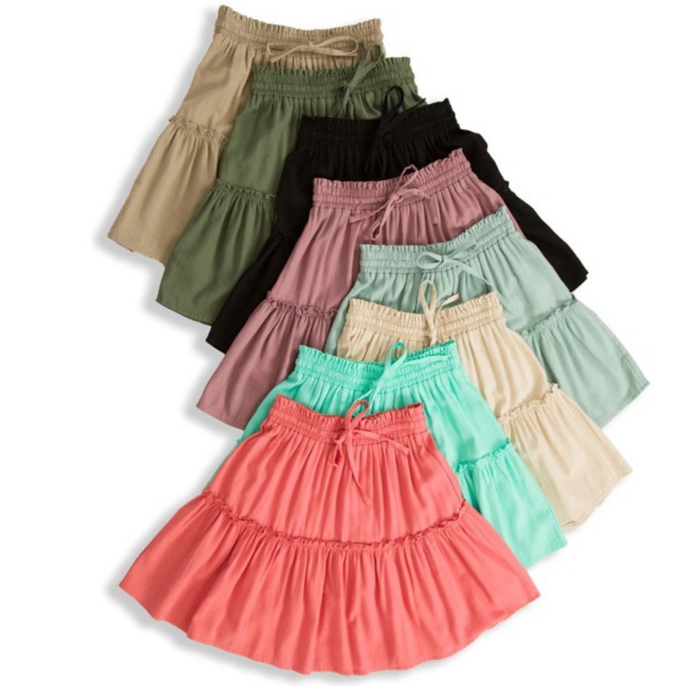 Black Linen Ruffle Skirt - Picture 2 of 3